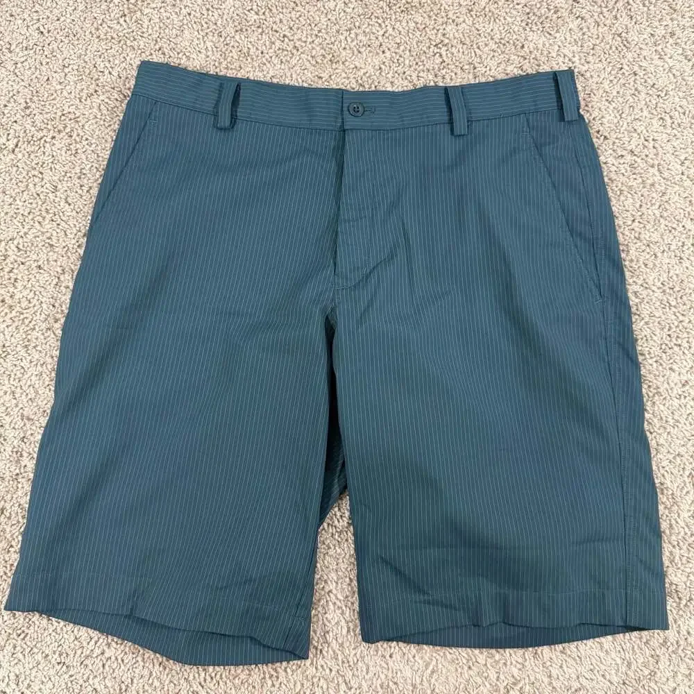 Nike Golf Dri-FIT Men’s 34 Blue Pinstripe Performance Golf Shorts Flat Front
